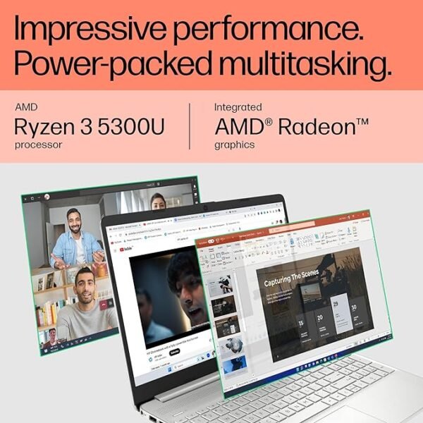 HP Laptop 15s, AMD Ryzen 3 5300U, 15.6-inch (39.6 cm), FHD, 8GB DDR4, 512GB SSD, AMD Radeon Graphics, Thin & Light, Dual Speakers (Win 11, MSO 2019, Silver, 1.69 kg), eq2143AU - Image 4